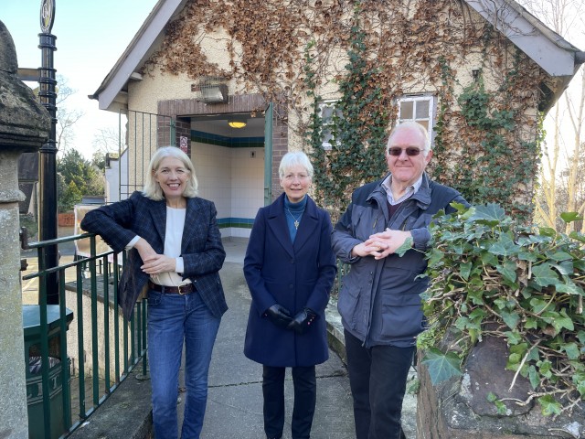 Pictured: Cllr Peter Whatley, Portfolio Holder for Resources at Malvern Hills District Council, with Priory Ward members Cllr Beverley Nielsen and Cllr Cynthia Palmer outside the Grange Road toilets.